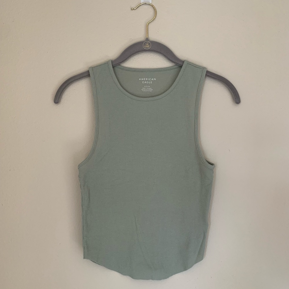 AE Sage Green Ribbed Tank Top